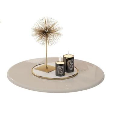 Imagem de Tampo Redondo 45cm Branco Madeira Mdf Mesa Mesinha Apoio Lateral Canto
