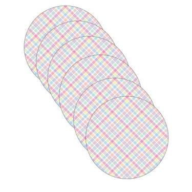 Imagem de Kit Sousplat Páscoa Xadrez Colorido - NSW, com base, 6 Peças