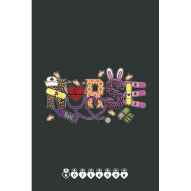 Imagem de Easter Scrubs ER NICU PICU CNA L&D Nurse Bunny Stethoscope Notebook: Funny Nursing Student Nurse Composition Notebook Back to School 6x9 Inches 110 Ruled Pages Journal Diary Gift LPN RN CNA School