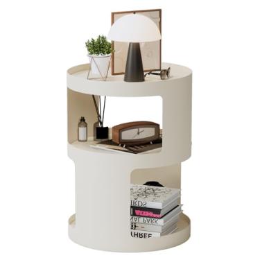 Imagem de Mesa lateral, mesa de canto redonda, mesa de cabeceira moderna, mesa de destaque de metal, mesa lateral pequena para sala de estar, quarto, entrada externa, mesa de cabeceira, sem necessidade de