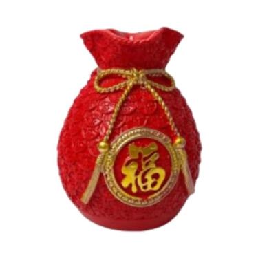 Imagem de Ｂｅｓｇａ Novidade Vaso de Flores Decoração para Casa Forma de Bolsa de Dinheiro, Adorável, Vaso de Plantador Ornamento de Mesa para Casamentos Colegas, Vermelho