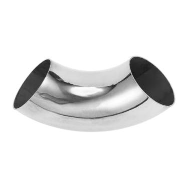 Imagem de Motoforti Tubulação de tubo de escape modificada para carro curva mandril 90 graus espessura OD 1,0 mm/19GA 63x185x1,0 mm aço inoxidável 304 prateado