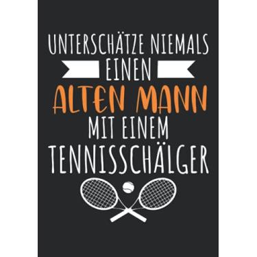 Imagem de Notizbuch A5 kariert mit Softcover Design: Alter Mann Tennisschläger Witz Spaß Geschenk Tennis: 120 karierte DIN A5 Seiten