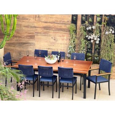Imagem de Conjunto mesa 8 caderias área externa 2,0x0,90m Brisa Náutica - Solara