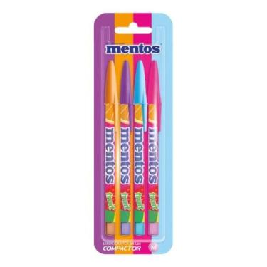 Imagem de Kit C/4 Canetas Mentos com Cheiro Compactor Colorida 4 Cores Jet Lux 1