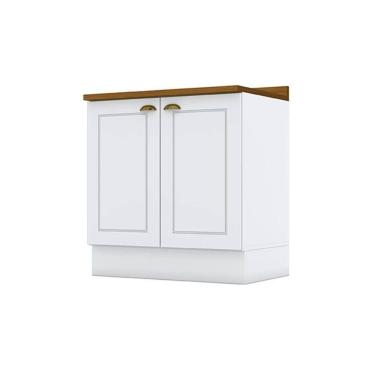 Imagem de Gabinete De Cozinha Modulado Balcão Com Tampo Americana Com 2 Portas 80cm Branco