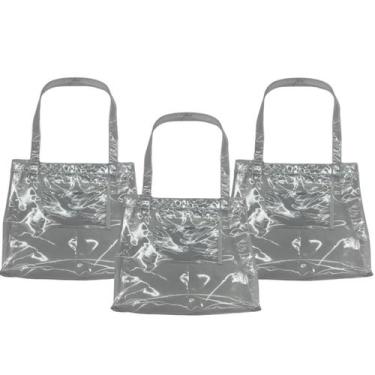 Imagem de Kit 3 Bolsa De Praia Sacola Piscina Transparente Impermeável Verão  - 