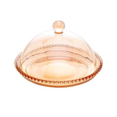 Imagem de WOLFF - Queijeira de Cristal Âmbar Metalizado 20cm x 12cm - Linha Pearl