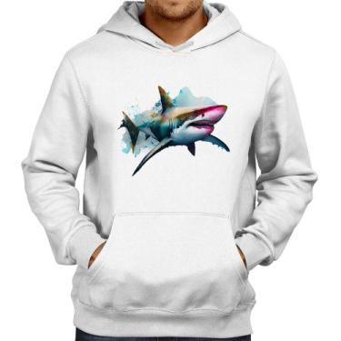 Imagem de Moletom Tubarão Watercolor - Foca na Moda, Branco, G