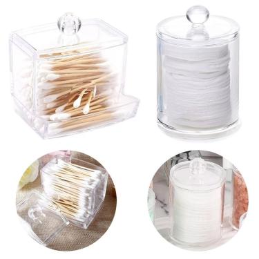 Imagem de Kit Porta Algodão e Porta Cotonete Acrilico Transparente Kit Organizador para Banheiros