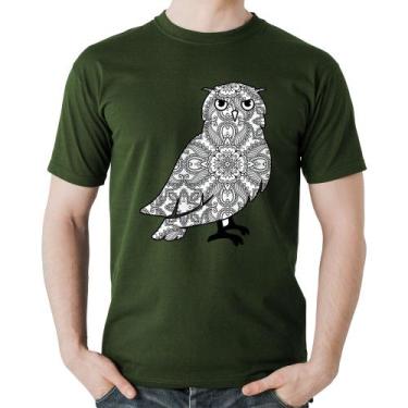 Imagem de Camiseta Algodão Coruja Mandala - Foca na Moda, Musgo, P