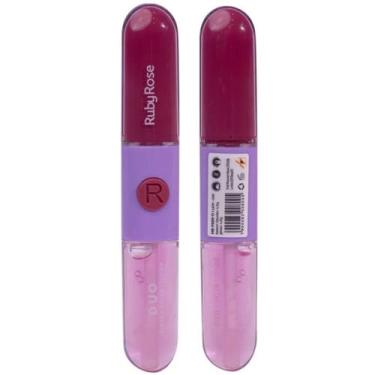 Imagem de Batom Líquido Gloss Duo 2 Em 1 Ruby Rose HBF569, LD11