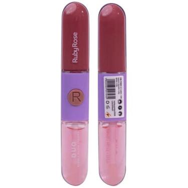 Imagem de Batom Líquido Gloss Duo 2 Em 1 Ruby Rose HBF569, LD04
