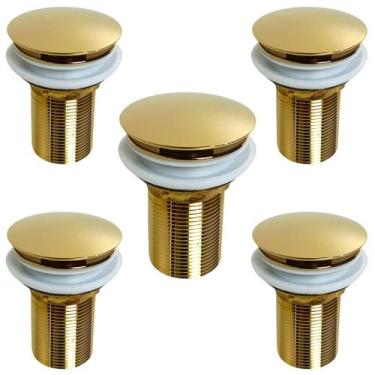 Imagem de KIT 05 Válvula Ralo Click 1.1/4 Metal P/ Pia e Cuba Dourada - Montelar