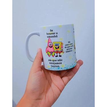 Imagem de Caneca Se houver o amanhã versão bob esponja e patrick - 325ml porcela