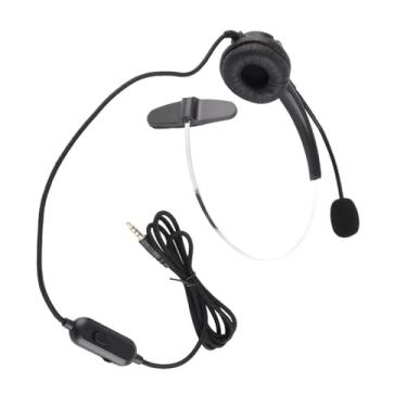 Imagem de PUSOKEI Fone de ouvido profissional com fio, som superior para chamadas e música, fone de ouvido mono de 3,5 mm com microfone com cancelamento de ruído, controle de volume para laptop