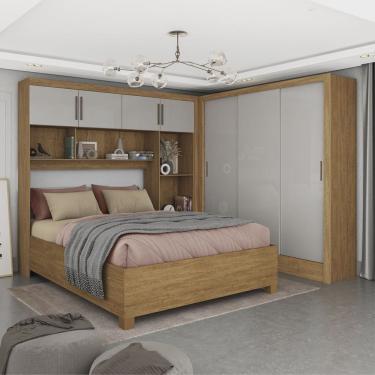 Imagem de Guarda-roupa Casal Modulado 4 Portas com Cama Santiago 3 Portas 5 Gavetas