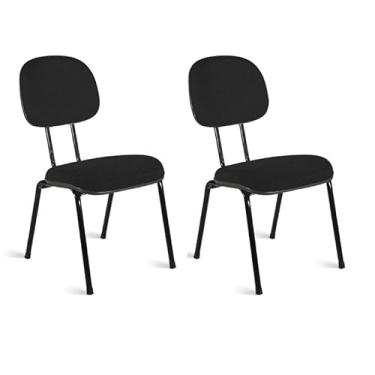 Imagem de Kit 2 Cadeiras Secretária Fixa Pé Palito 3/4 Preta, Confortável e Moderna com Estrutura Robusta e Estofado em Espuma Injetada - Escritex