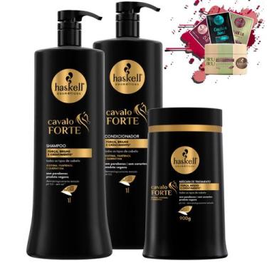 Imagem de Kit Haskell Cavalo Forte Shampoo Condicionador Mascara 1l Kg