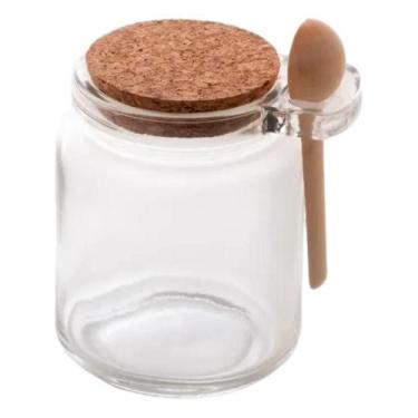 Imagem de Pote avulso lyor com colher e tampa rolha 240 ml  1902 vidro, TRANSPAR