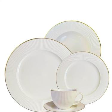 Imagem de Aparelho de Jantar e Chá 30pçs Lavish Relevo Porcelana New Bone LHermi