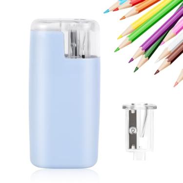 Imagem de Apontador de lápis elétrico portátil alimentado por bateria – Design compacto para fácil uso em casa, escola ou escritório – ideal para lápis padrão (azul)