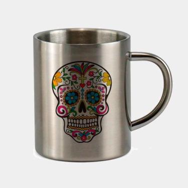 Imagem de Caneca de Inox Premium Prateada 400ml CAVEIRA COLOR - Criatics