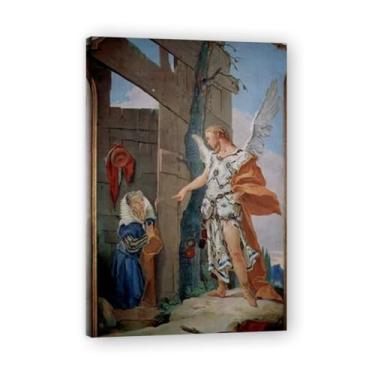 Imagem de A aparência do anjo antes de Sarah Giovanni Battista Tiepolo Impressão em tela – Obra-prima rococó barroca, pintura escolar de Veneza, pintura a óleo decorativa para galeria doméstica 70 x 105 cm