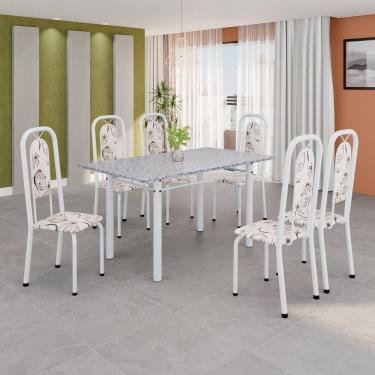 Imagem de Conjunto Sala de Jantar com 6 Cadeiras Lara Arabesco / Branco