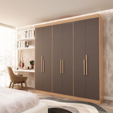 Imagem de Guarda Roupa Casal 6 Portas Lugano Mdf Cedro-fendi
