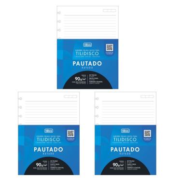 Imagem de Kit C- 3 Refil Tilidisco Tiliflex 90g-m² Colegial Académie Tilibra - 80 Folhas