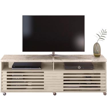 Imagem de Rack Bancada Foz 2 Portas Rodízios Tv Até 75 Polegadas Calacata/off White