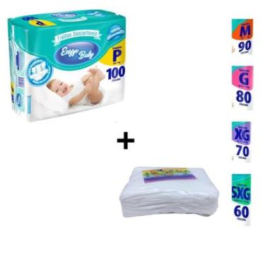 Imagem de Kit Fralda Descartável Bebê Infantil Enzzo Baby Toalha Umedecida com 5