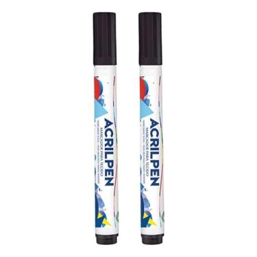 Imagem de Caneta Para Tecido Acrilpen 2 Unidade - Acrilex - Pintura Permanente e Personalização É Ideal Para Personalizar E Detalhar Seus Projetos De Tecido Com Precisão E Durabilidade (520 Preto)