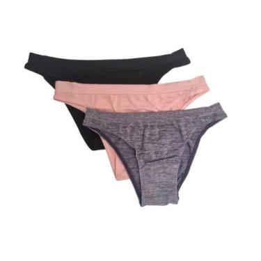 Imagem de Kit 3 Calcinhas Tangas Trifil C04403 Preto/Rosa/Cinza, Preto, Rosa, Ci