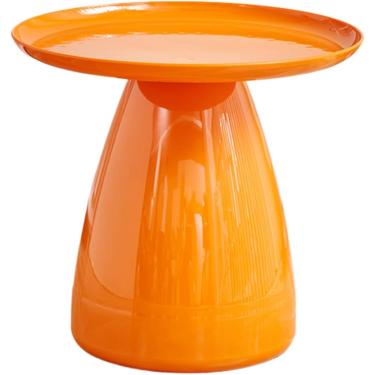 Imagem de Mesa de café redonda para sala de estar design simples estrutura estável tons elegantes mesa de café acrílico múltipla para sala de estar ou escritório, cor laranja, tamanho único