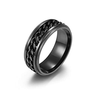 Imagem de Aprila Anel giratório masculino fidget ansiedade prata/preto/azul preto titânio aço inoxidável abridor de garrafa de cerveja anel para homens tamanho 8-12, Metal, Sem pedra preciosa