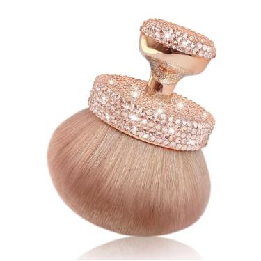 Imagem de Yivaiks Pincel autobronzeador com strass 74 mm de cabeça larga para maquiagem corporal para maquiagem impecável nas pernas (strass dourado redondo)