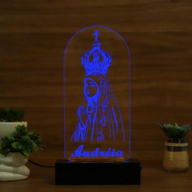 Imagem de Luminária Abajur Nossa Senhora de Fátima LED Azul - Bold