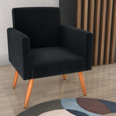 Imagem de Poltrona para Decoração Belém Veludo Inca Preto - CASA H