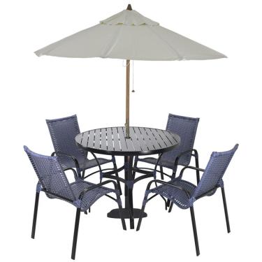 Imagem de Jogo 4 Cadeiras Emily E Mesa Com Ombrelone Trama Original Argila