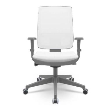 Imagem de Cadeira Brizza Diretor Grafite Tela Branca Assento Aero Branco Base Au