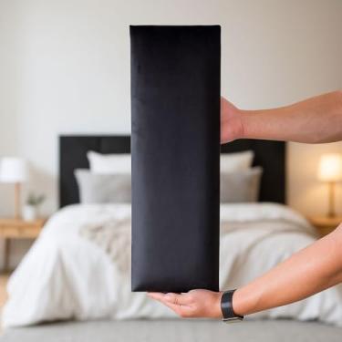 Imagem de 7 Módulos Estofado Adesivo Cabeceira Cama Box Casal 1,40x45 (Preto)