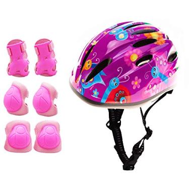 Imagem de Capacete BeBeBeFun Pink Girl infantil e infantil para motocicletas multiesportivas super leve, Butterfly Windmill&Pads