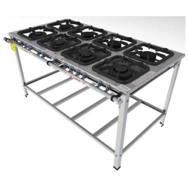 Imagem de Fogão Industrial Inox Gastromaq 8 Bocas Encosto Mista FGI308EM