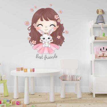 Imagem de Adesivo De Parede Menina E Seu Coelho