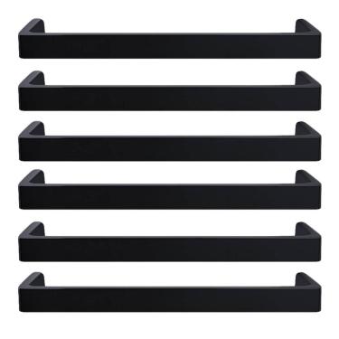 Imagem de Kit 6 Puxadores Alça Piauí 16cm Preto Fosco Torralba Sobrepor Móveis Planejados Armários