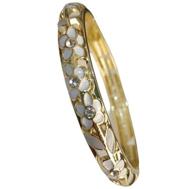 Imagem de Only My Live Home Pulseiras elegantes de flores esmaltadas pequenas e finas para pulsos pequenos para mulheres, pulseiras chinesas cloisonne articuladas joias, Inner Diameter 2.25 inch wide 0.31 inch