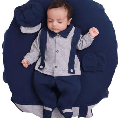 Imagem de Saída de Maternidade Menino Aconchego Suspensório Noah Cinza 04 Peças 