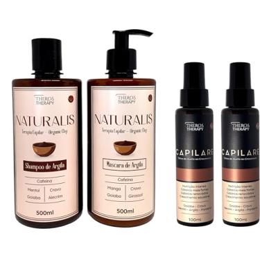 Imagem de Theros Therapy Kit Naturalis, Shampoo e Máscara de Argila 500ml, Tônico Capilare 100ml, Tratamento Antiqueda com Goiaba e Cafeína